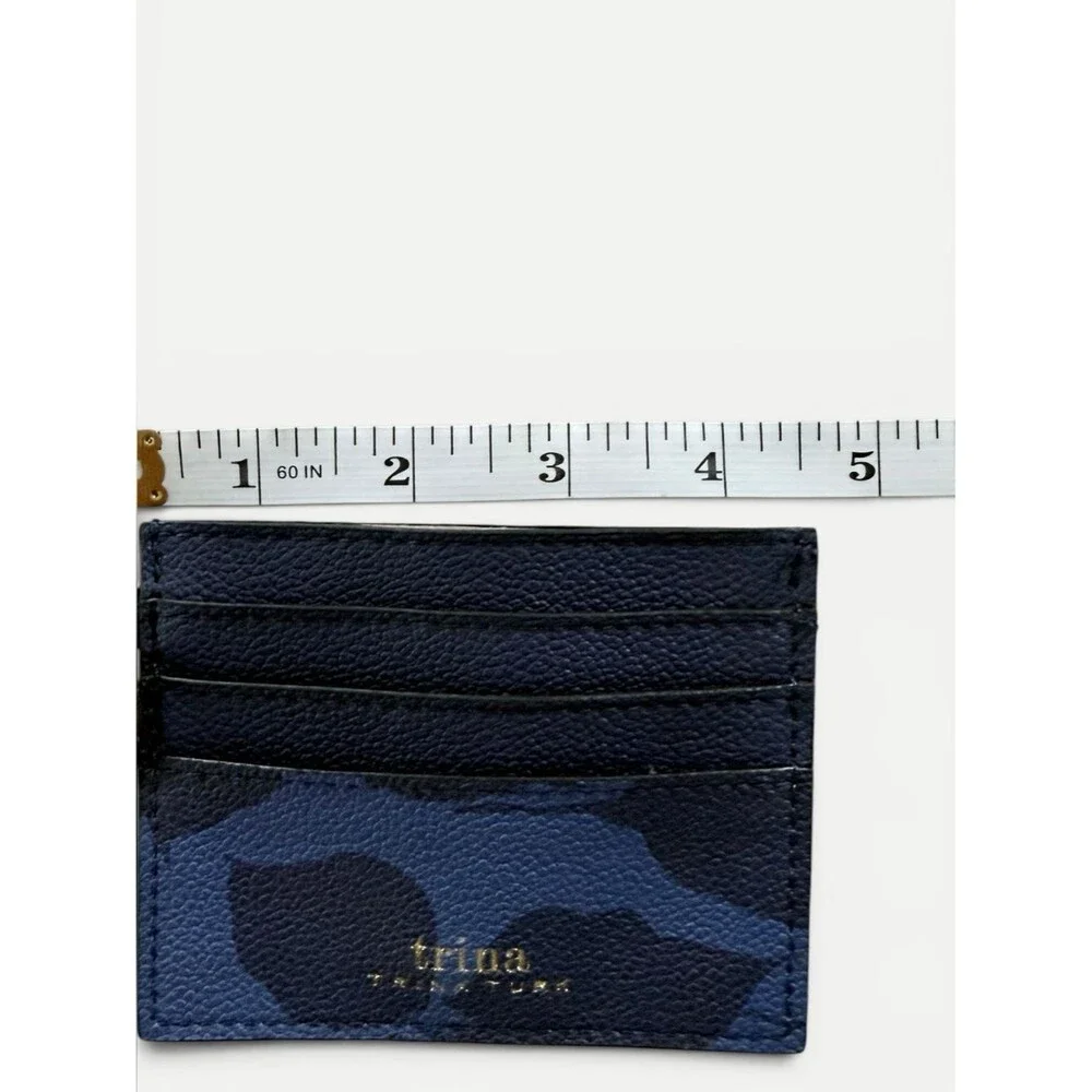 Trina Turk Blue Floral Card Holder Wallet Keychain Charm